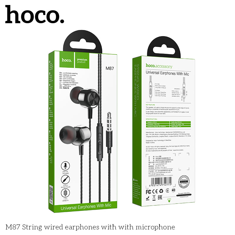 HD_SYNC:M87 String wired earphones with with microphone