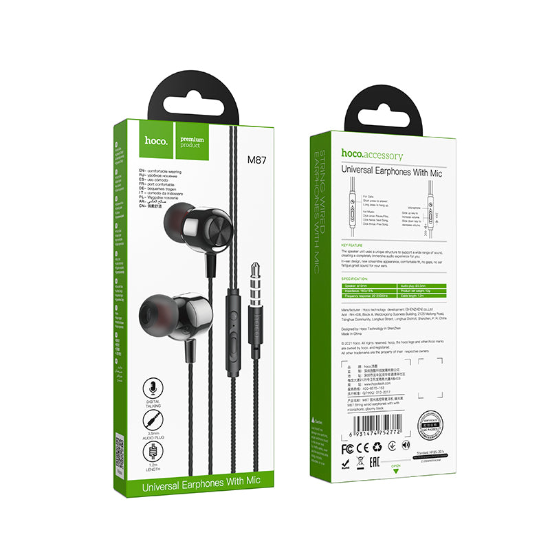HD_SYNC:M87 String wired earphones with with microphone