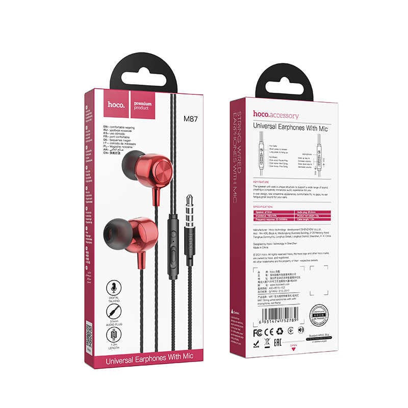 HD_SYNC:M87 String wired earphones with with microphone