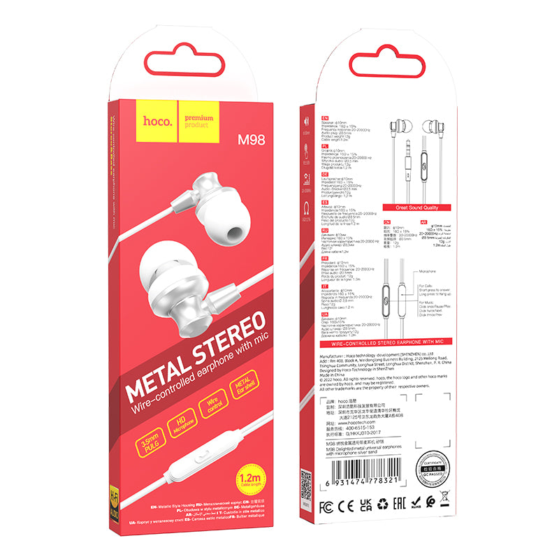 HD_SYNC:M98 Delighted metal universal earphones with microphone