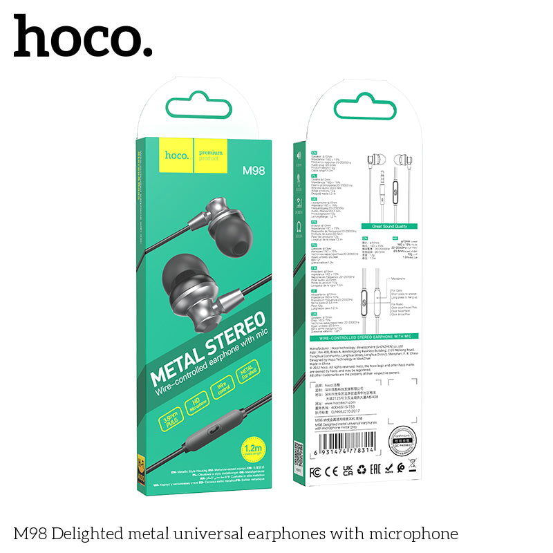 HD_SYNC:M98 Delighted metal universal earphones with microphone