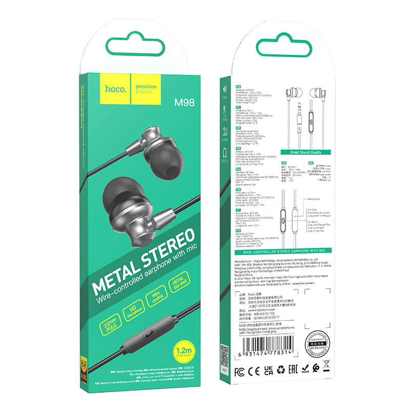 HD_SYNC:M98 Delighted metal universal earphones with microphone