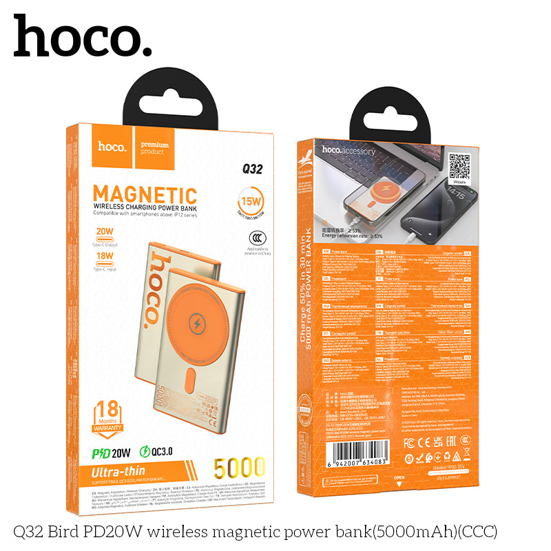 HD_SYNC:Q32 Bird PD20W wireless magnetic power bank(5000mAh)（CCC)