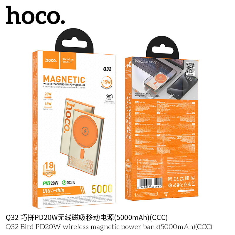 HD_SYNC:Q32 Bird PD20W wireless magnetic power bank(5000mAh)（CCC)