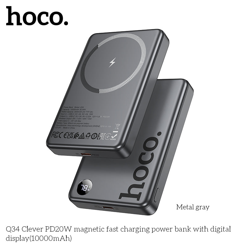 HD_SYNC:Q34 Clever PD20W magnetic fast charging power bank with digital display(10000mAh)(UN)