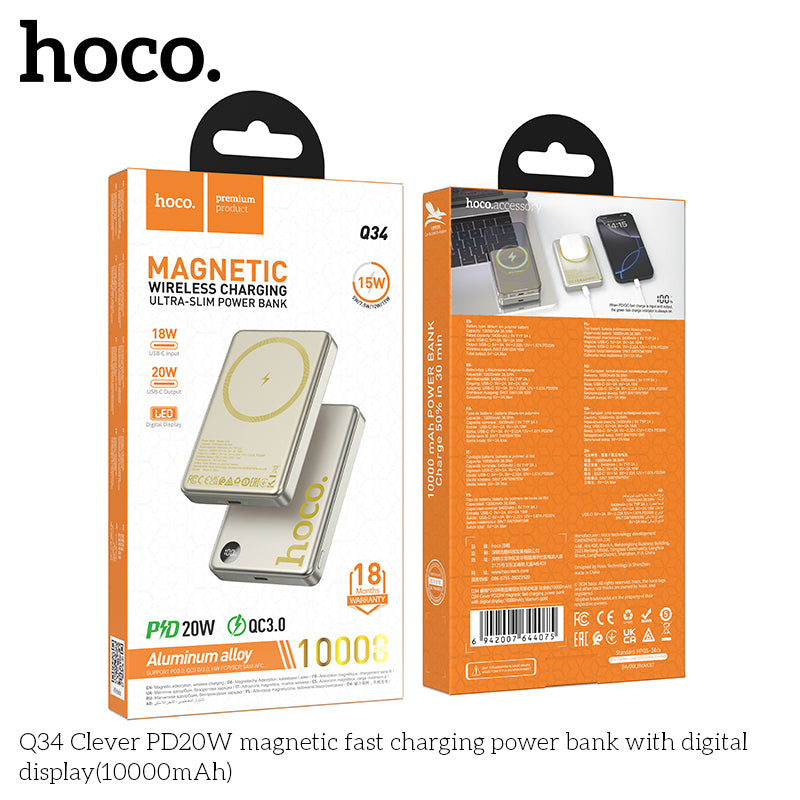 HD_SYNC:Q34 Clever PD20W magnetic fast charging power bank with digital display(10000mAh)(UN)