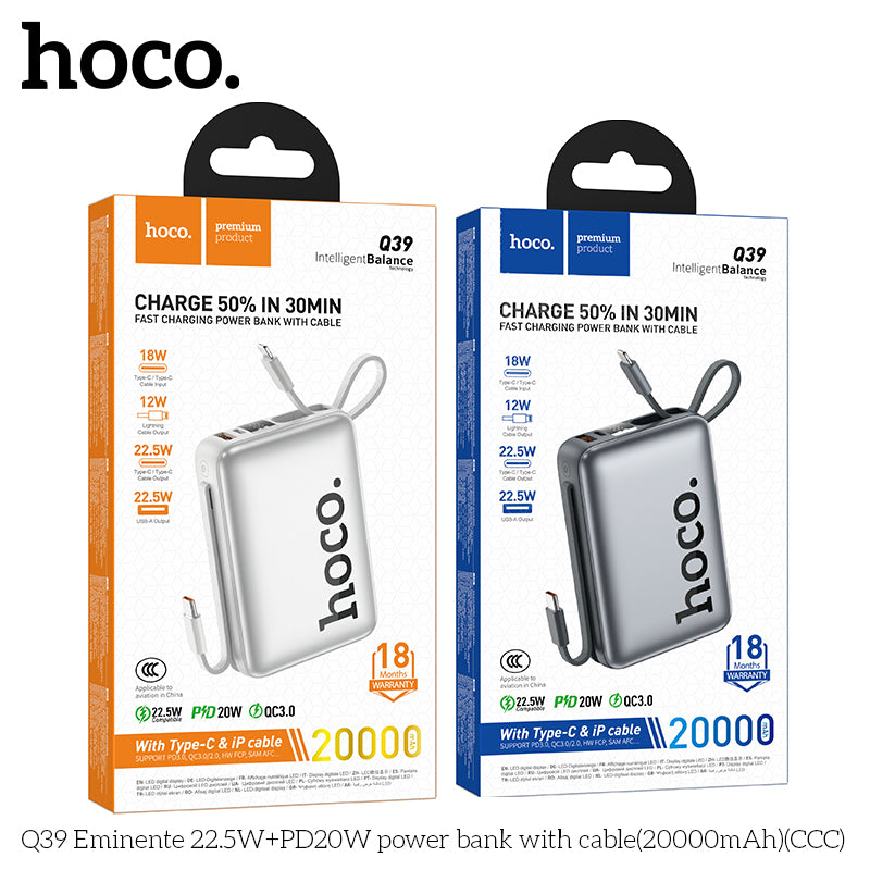 HD_SYNC:Q39 Eminente 22.5W+PD20W power bank with cable(20000mAh)