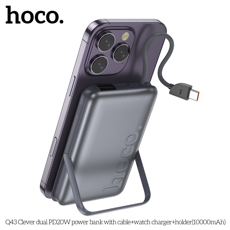HD_SYNC:Q43 Clever dual PD20W power bank with cable+watch charger+holder(10000mAh)(UN)
