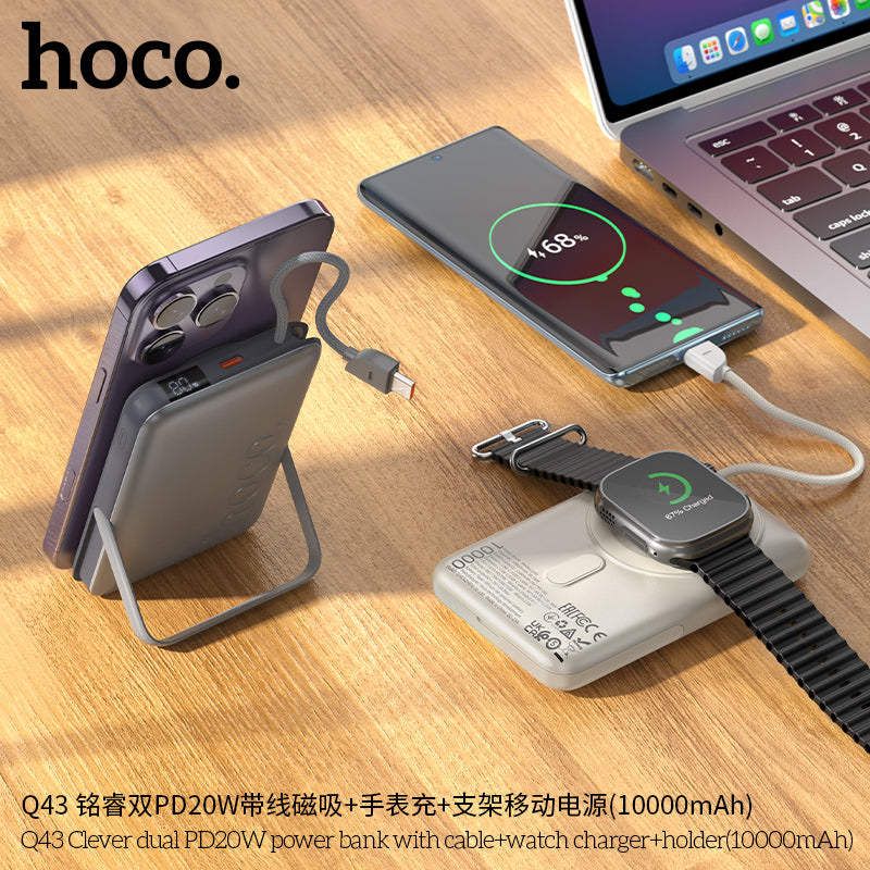 HD_SYNC:Q43 Clever dual PD20W power bank with cable+watch charger+holder(10000mAh)(UN)