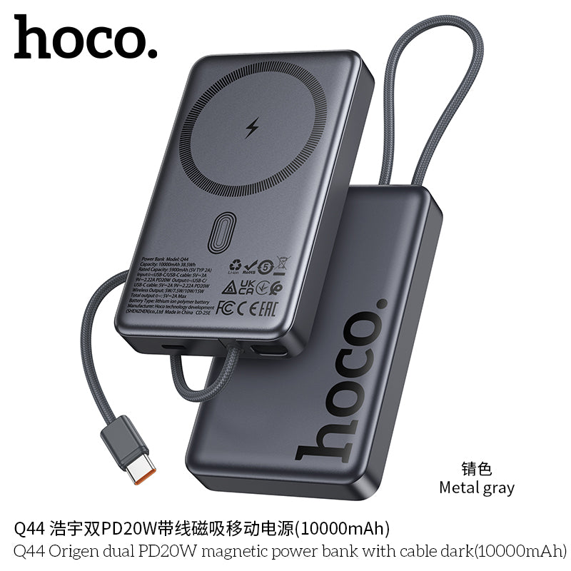HD_SYNC:Q44 Origen dual PD20W magnetic power bank with cable dark(10000mAh)(UN)
