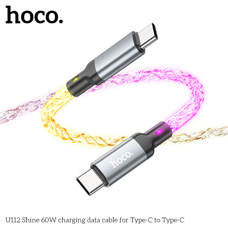 HD_SYNC:U112 Shine 60W charging data cable for Type-C to Type-C