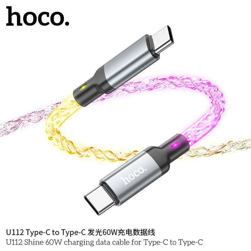 HD_SYNC:U112 Shine 60W charging data cable for Type-C to Type-C