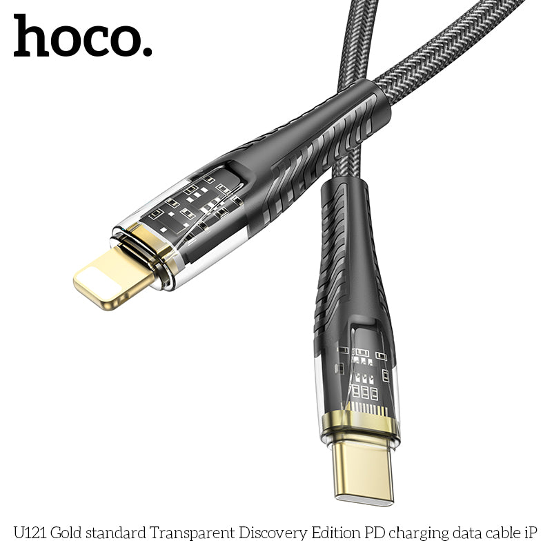 HD_SYNC:U121 Gold standard Transparent Discovery Edition PD charging data cable iP