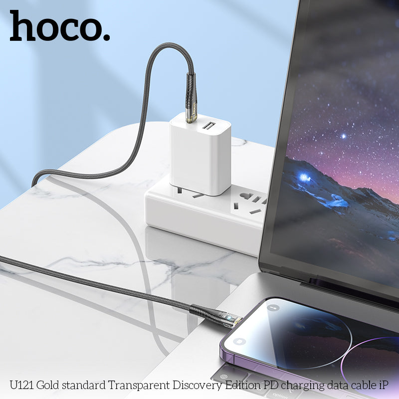 HD_SYNC:U121 Gold standard Transparent Discovery Edition PD charging data cable iP