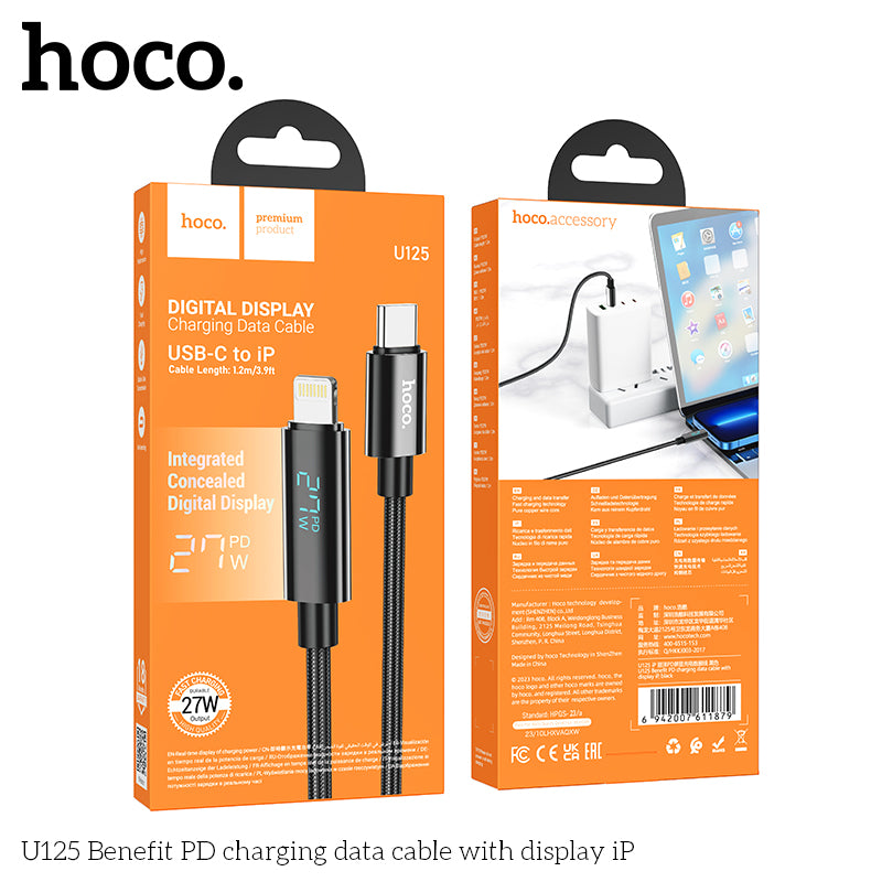 HD_SYNC:U125 Benefit 100W charging data cable with display Type-C to Type-C