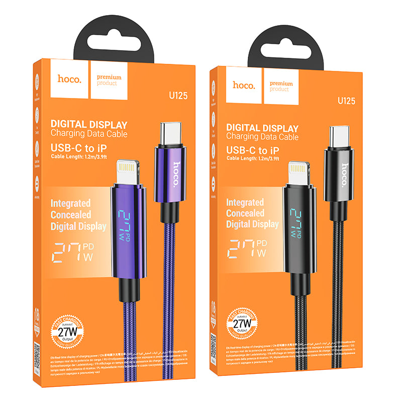HD_SYNC:U125 Benefit 100W charging data cable with display Type-C to Type-C
