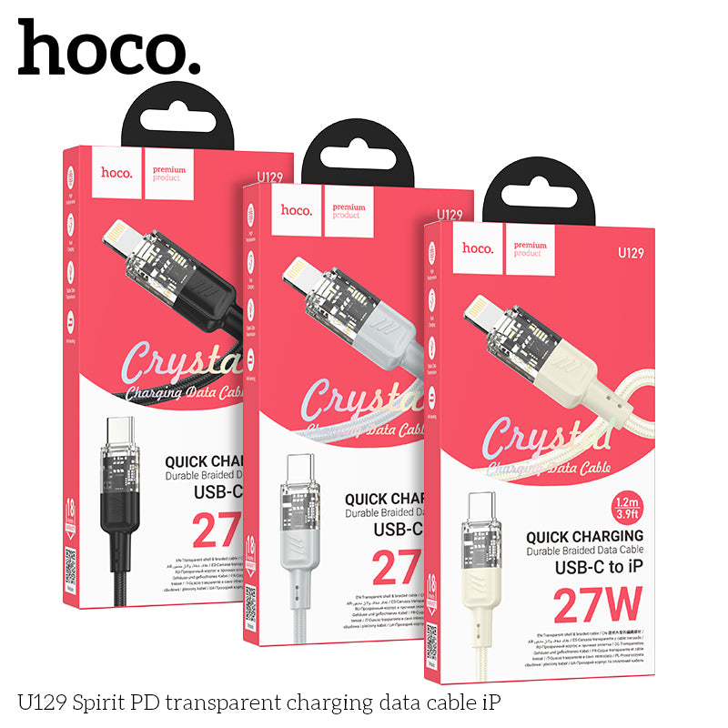 HD_SYNC:U129 Spirit PD transparent charging data cable iP