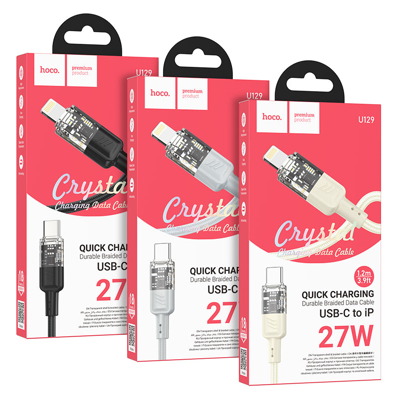 HD_SYNC:U129 Spirit 60W transparent charging data cable Type-C to Type-C