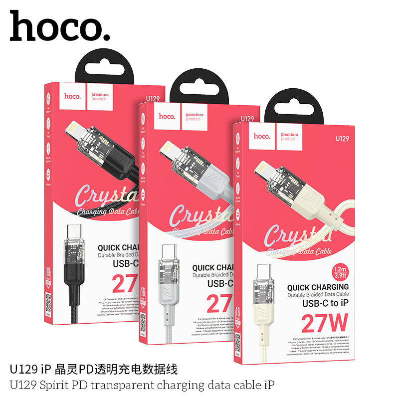 HD_SYNC:U129 Spirit PD transparent charging data cable iP