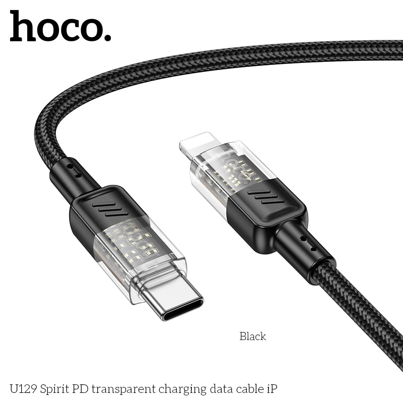 HD_SYNC:U129 Spirit PD transparent charging data cable iP