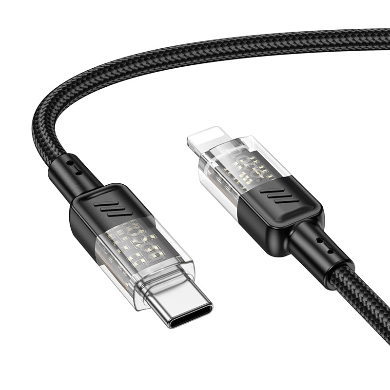 HD_SYNC:U129 Spirit 60W transparent charging data cable Type-C to Type-C