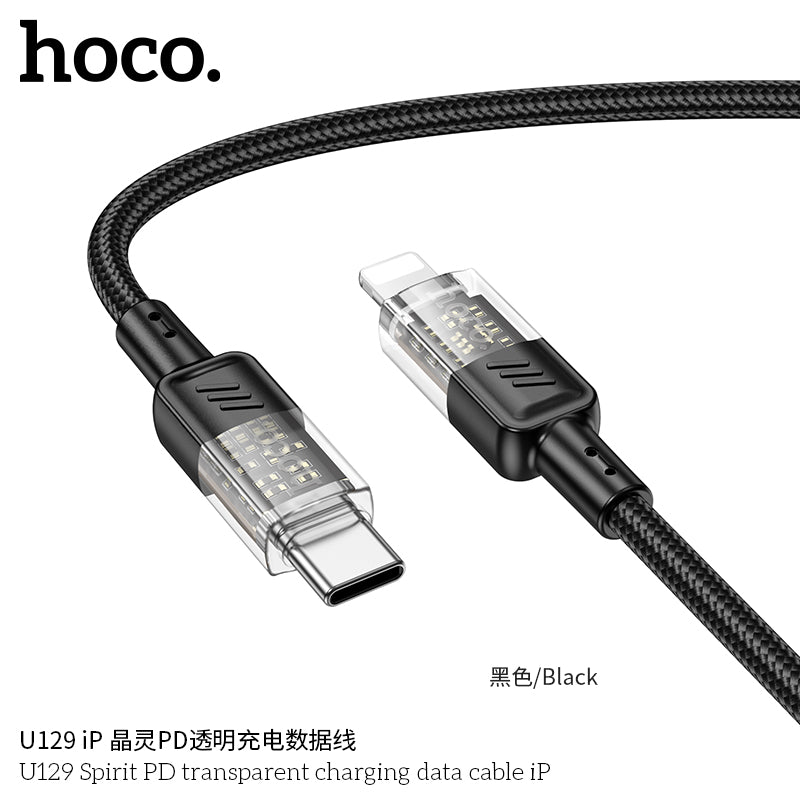 HD_SYNC:U129 Spirit PD transparent charging data cable iP