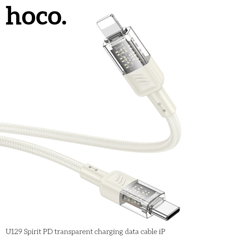 HD_SYNC:U129 Spirit 60W transparent charging data cable Type-C to Type-C