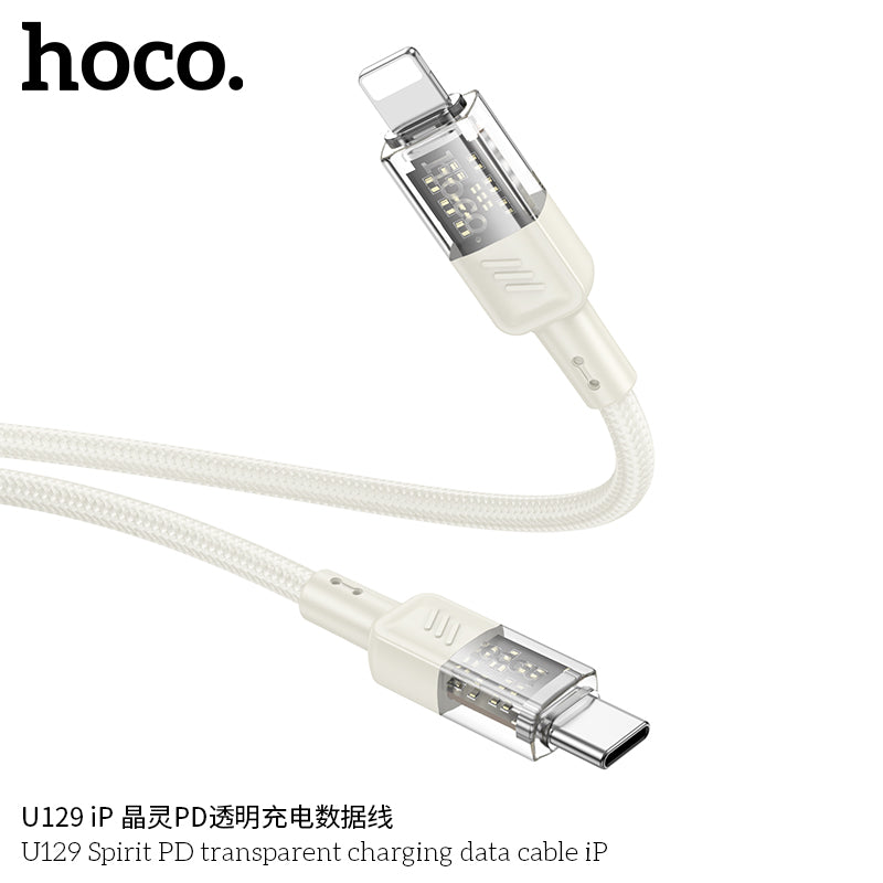 HD_SYNC:U129 Spirit 60W transparent charging data cable Type-C to Type-C