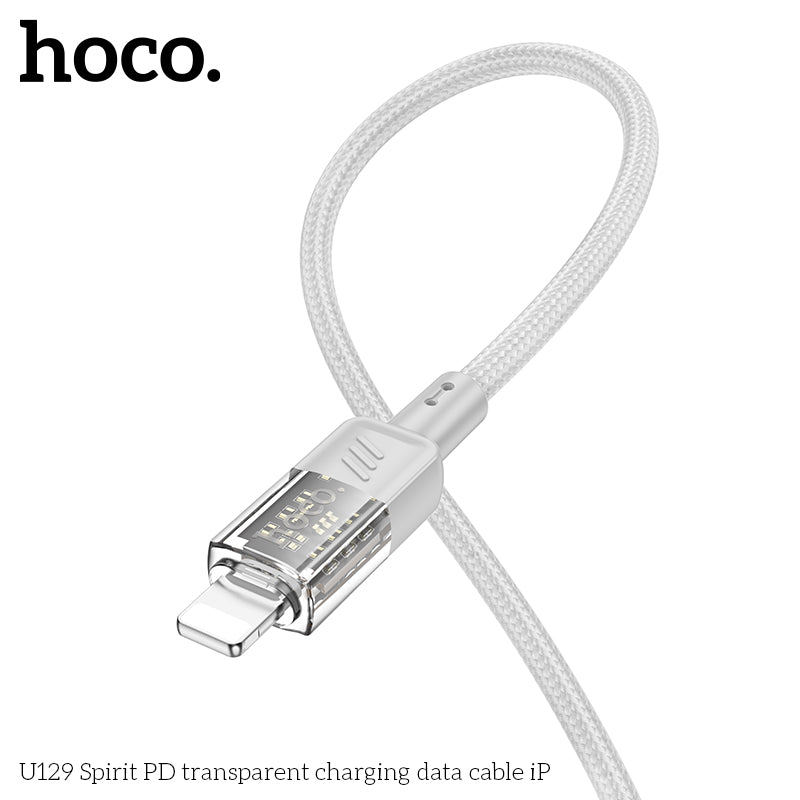 HD_SYNC:U129 Spirit 60W transparent charging data cable Type-C to Type-C