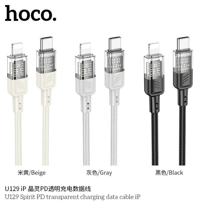 HD_SYNC:U129 Spirit PD transparent charging data cable iP