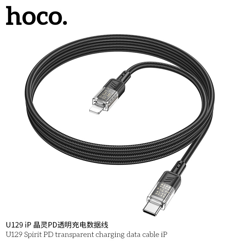 HD_SYNC:U129 Spirit 60W transparent charging data cable Type-C to Type-C