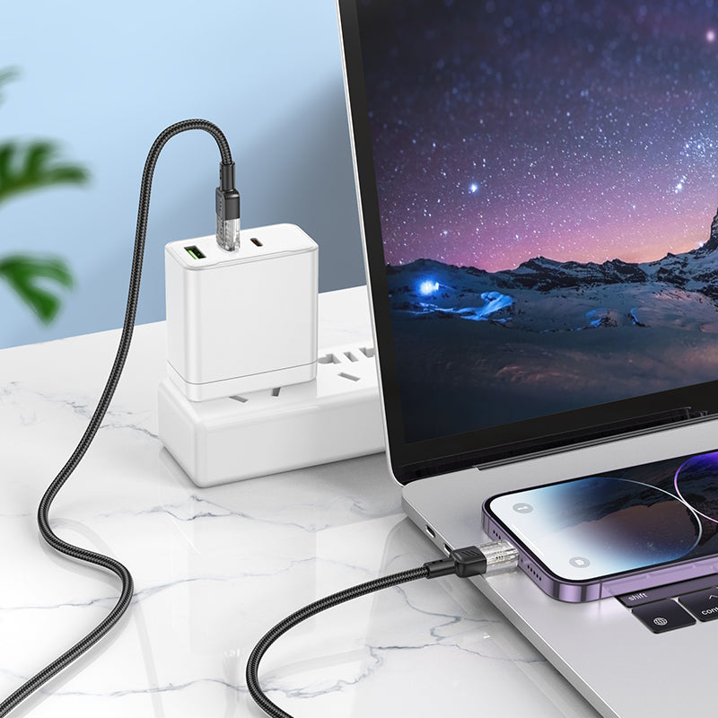 HD_SYNC:U129 Spirit PD transparent charging data cable iP