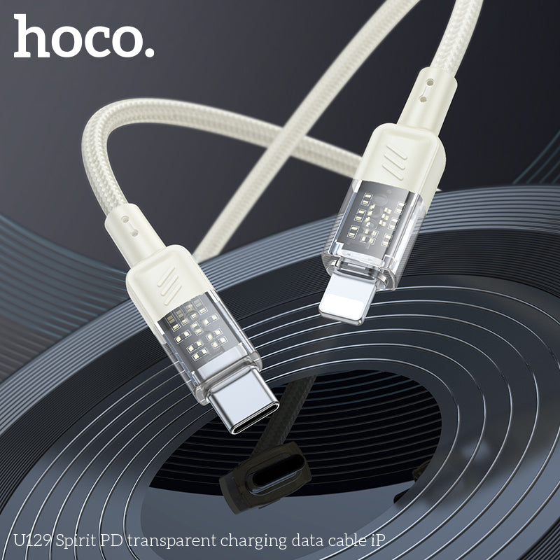 HD_SYNC:U129 Spirit 60W transparent charging data cable Type-C to Type-C
