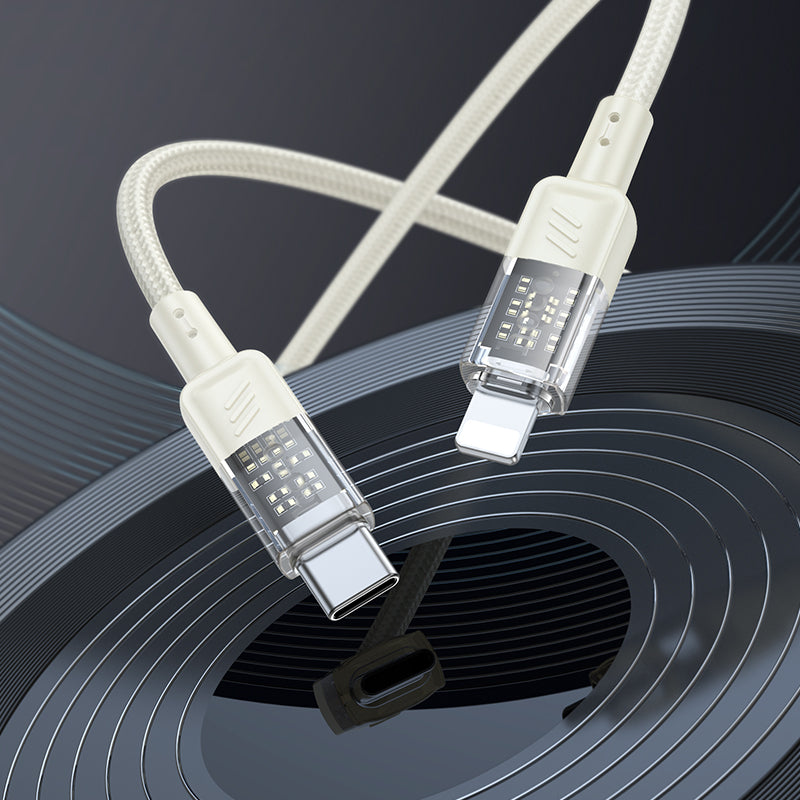 HD_SYNC:U129 Spirit 60W transparent charging data cable Type-C to Type-C