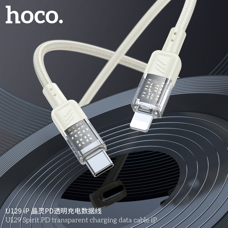 HD_SYNC:U129 Spirit 60W transparent charging data cable Type-C to Type-C