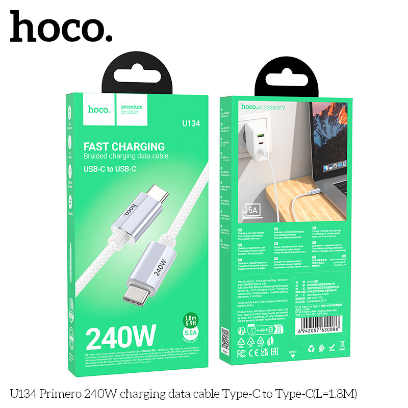HD_SYNC:U134 Primero 240W charging data cable Type-C to Type-C(L=1.8M)