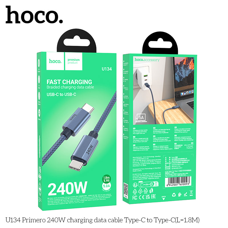HD_SYNC:U134 Primero 240W charging data cable Type-C to Type-C(L=1.8M)