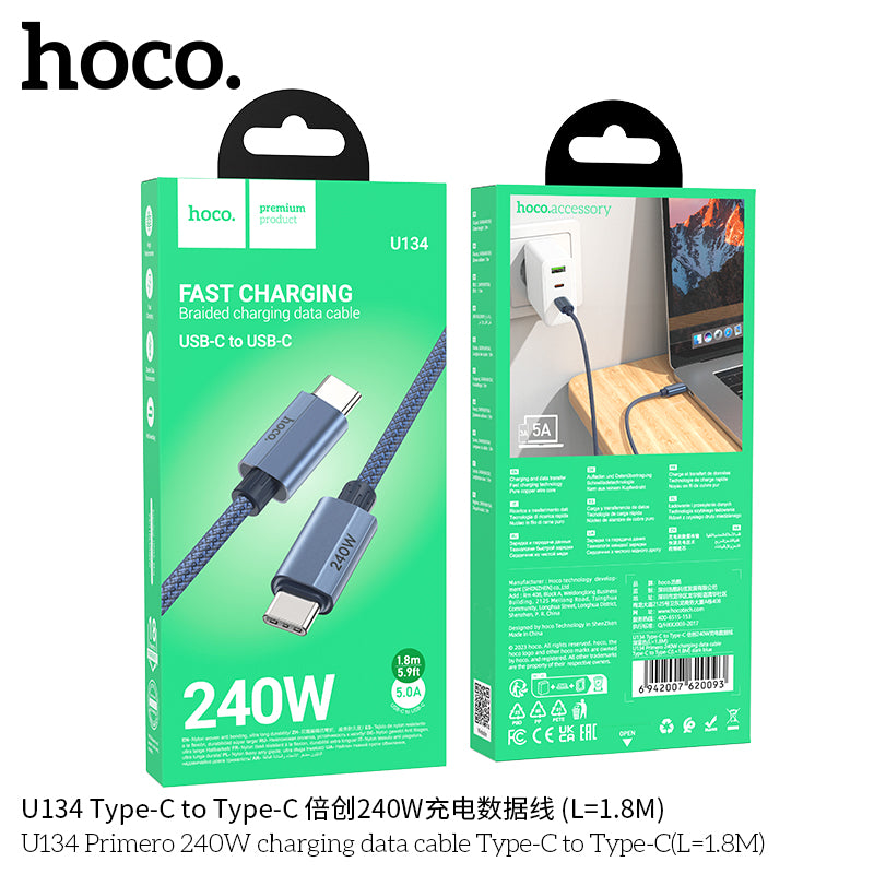 HD_SYNC:U134 Primero 240W charging data cable Type-C to Type-C(L=1.8M)
