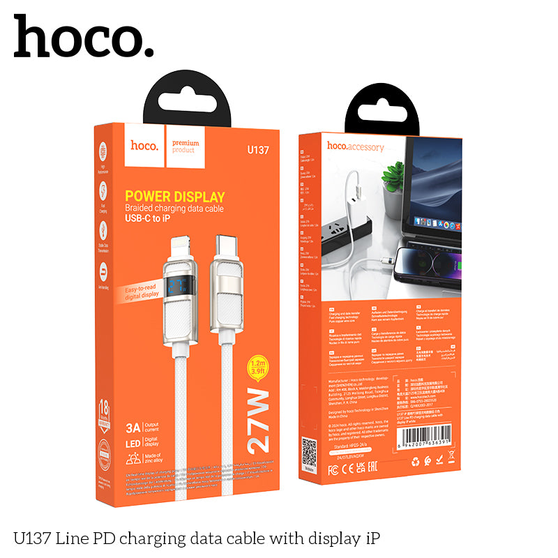 HD_SYNC:U137 5A Line charging data cable with display Type-C