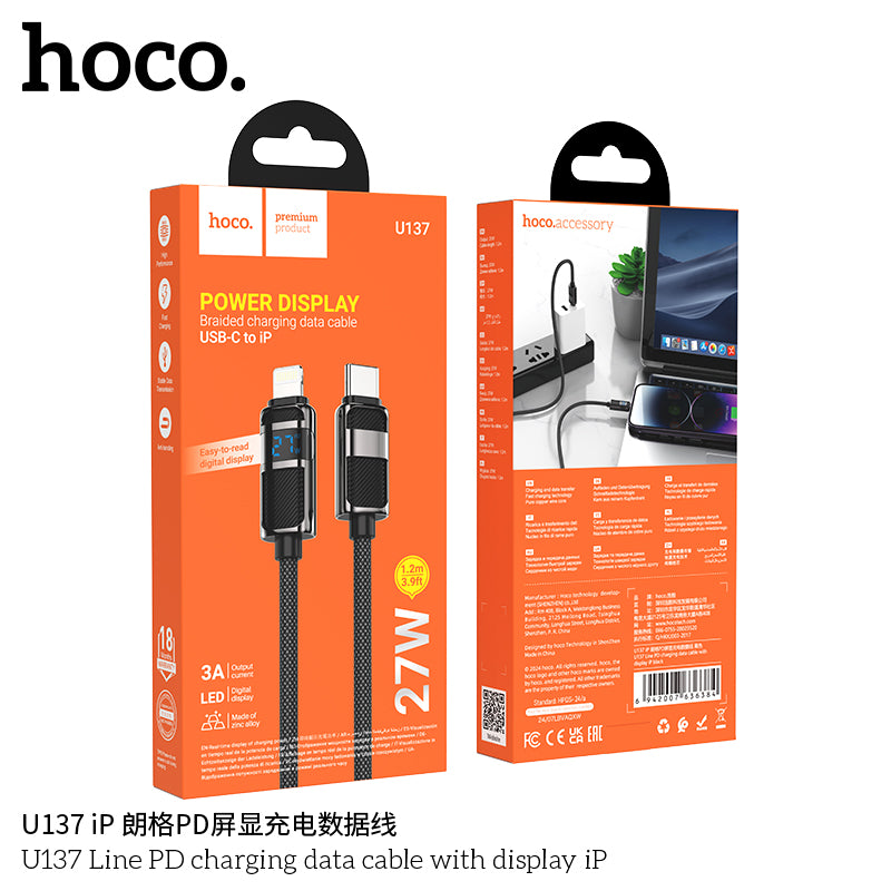 HD_SYNC:U137 Line PD charging data cable with display iP