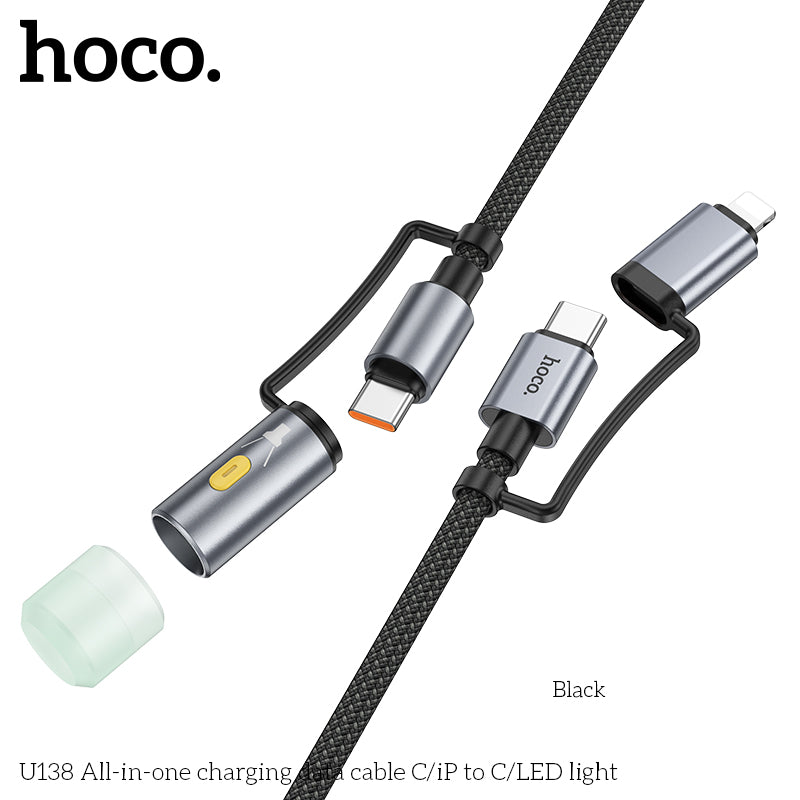 HD_SYNC:U138 All-in-one charging data cable C/iP to C/LED light