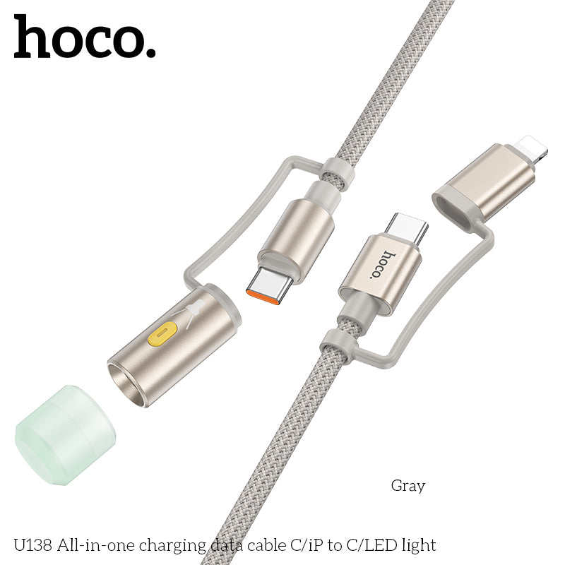 HD_SYNC:U138 All-in-one charging data cable C/iP to C/LED light