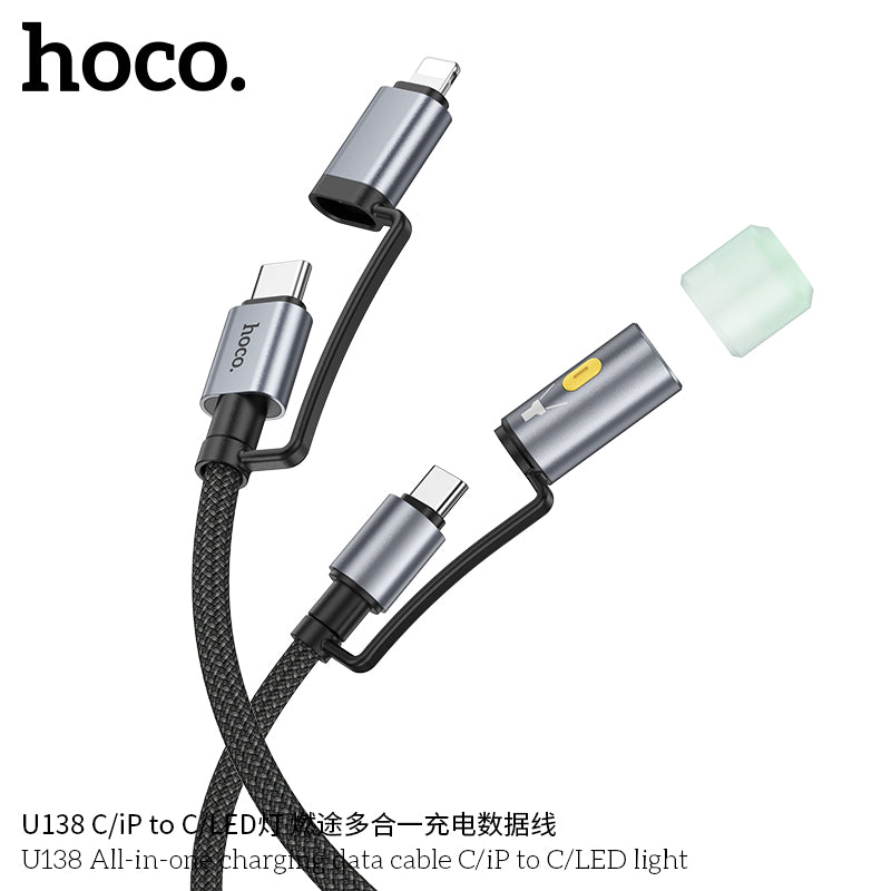 HD_SYNC:U138 All-in-one charging data cable C/iP to C/LED light