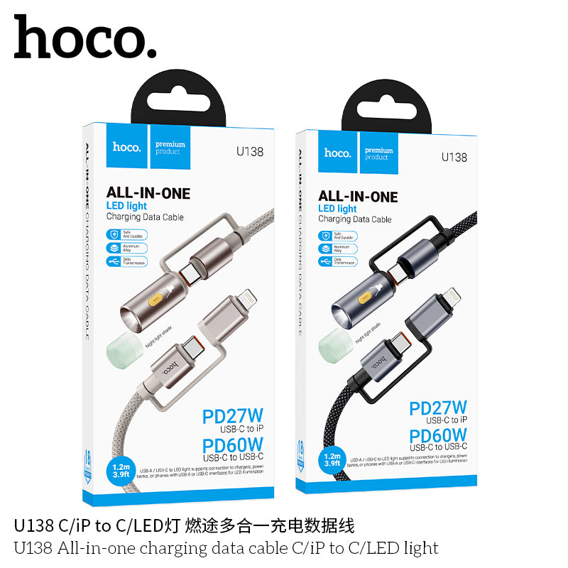 HD_SYNC:U138 All-in-one charging data cable C/iP to C/LED light
