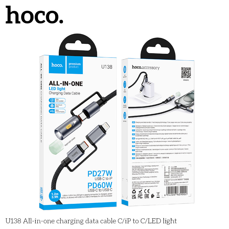 HD_SYNC:U138 All-in-one charging data cable C/iP to C/LED light