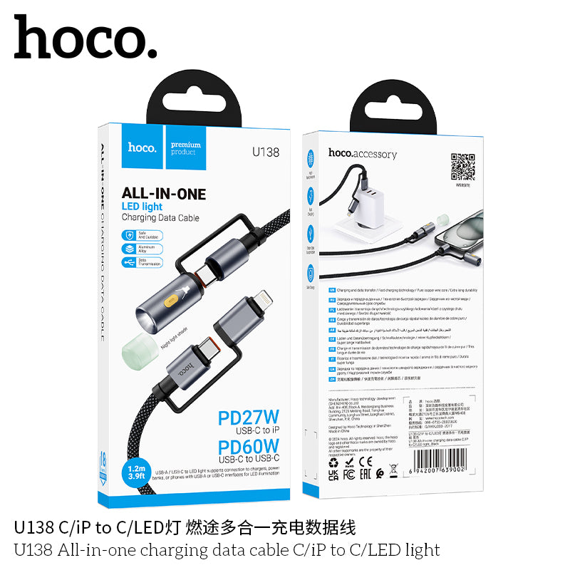HD_SYNC:U138 All-in-one charging data cable C/iP to C/LED light