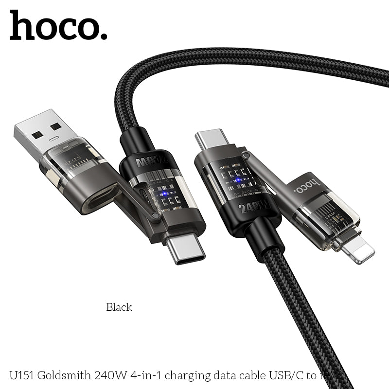 HD_SYNC:U151 Goldsmith 240W 4-in-1 charging data cable USB/C to iP/C