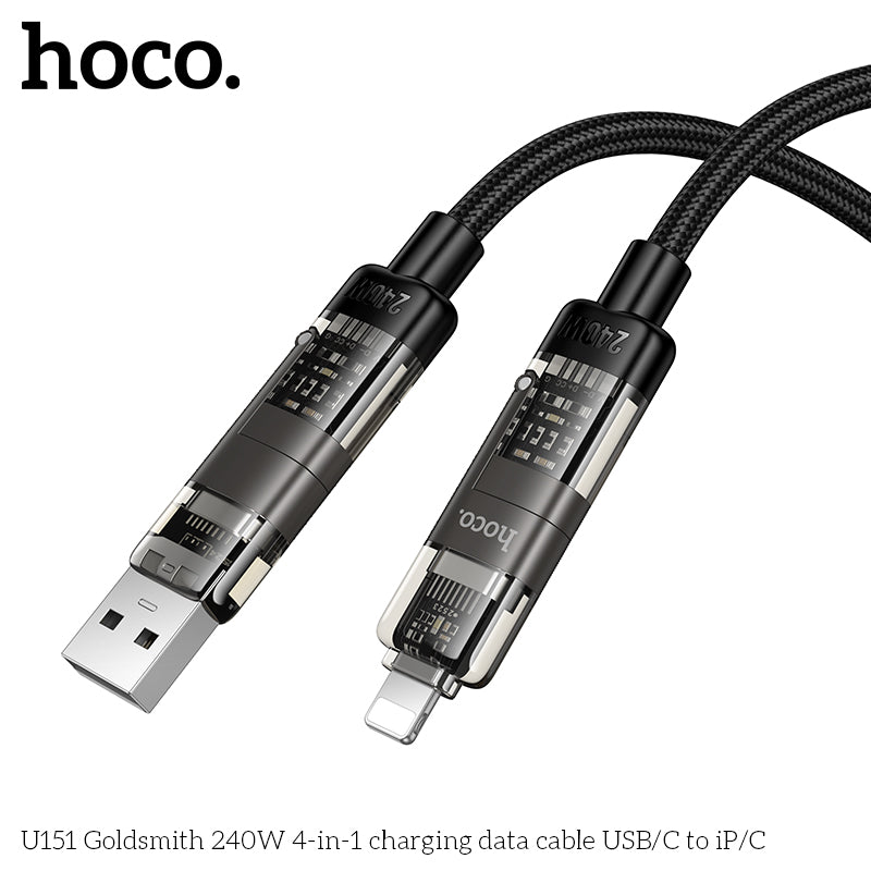 HD_SYNC:U151 Goldsmith 240W 4-in-1 charging data cable USB/C to iP/C
