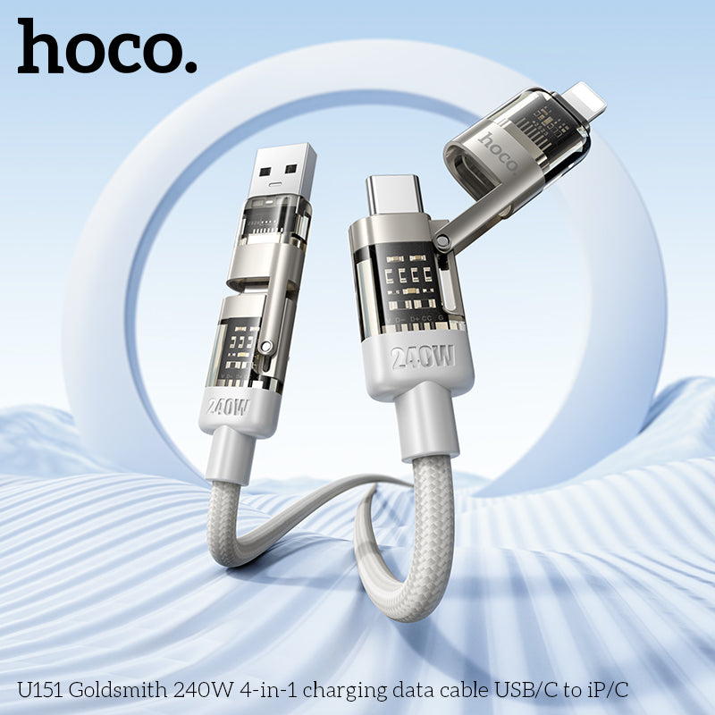 HD_SYNC:U151 Goldsmith 240W 4-in-1 charging data cable USB/C to iP/C
