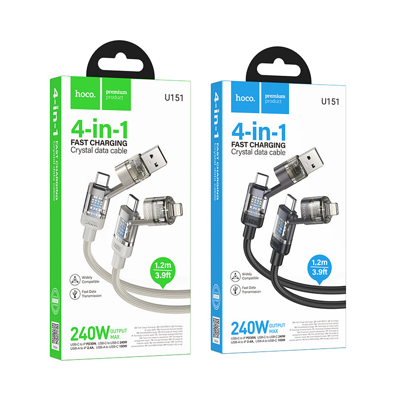 HD_SYNC:U151 Goldsmith 240W 4-in-1 charging data cable USB/C to iP/C